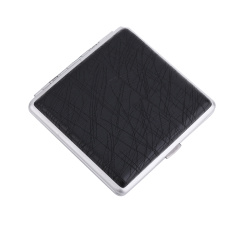 Портсигар S.Quire, сталь+искусственная кожа с металлическими клипами, черный цвет, 96*93*19 мм