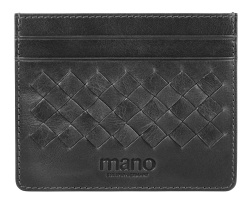 Портмоне для кредитных карт Mano "Don Luca", натуральная кожа в черном цвете, 10,3 х 8,3 см