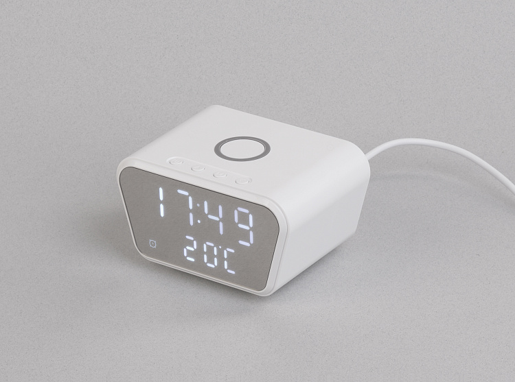 Настольные часы "Smart Clock" с беспроводным (10W) зарядным устройством, будильником и термометром