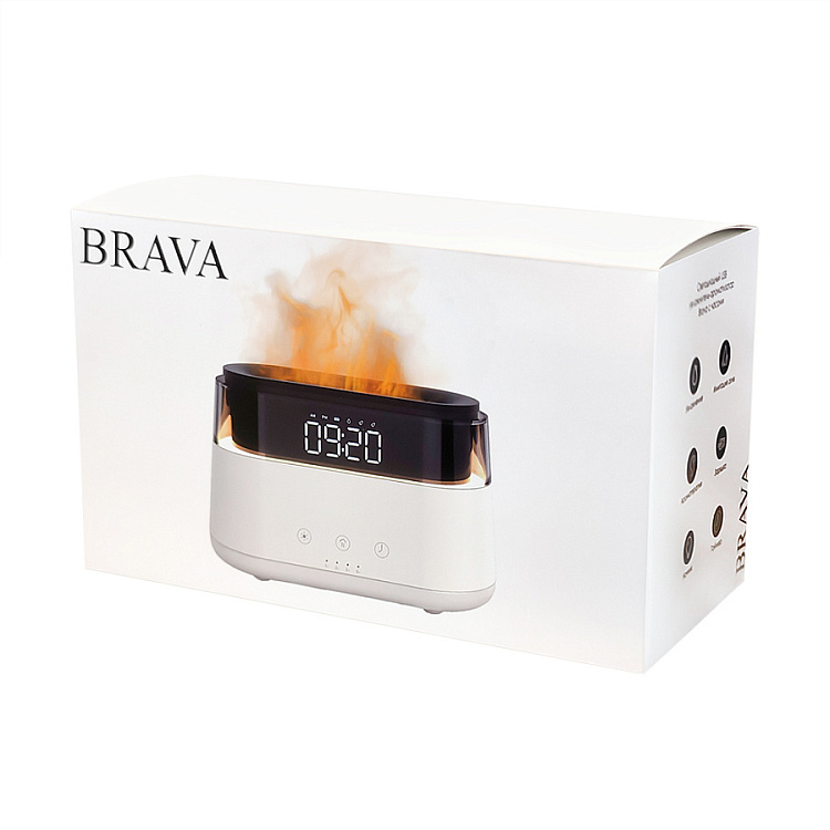 Светодиодный USB увлажнитель-ароматизатор Brava с часами с RGB подсветкой