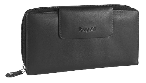 Кошелёк BUGATTI Vertice, чёрный, натуральная воловья кожа, 19,2х3х10,5 см