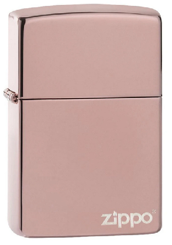 Зажигалка ZIPPO Logo с покрытием High Polish Rose Gold, латунь/сталь, розовое золото, 38x13x57 мм