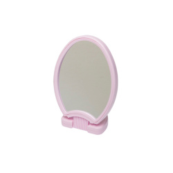 Зеркало Dewal Beauty настольное, в розовой  оправе, на пластиковой подставке, 26*14.5 см.