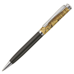 Ручка шариковая Pierre Cardin GAMME. Цвет - черный и золотистый. Упаковка Е или Е-1