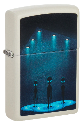 Зажигалка ZIPPO Aliens Design с покрытием Glow In The Dark Green, латунь/сталь, белая, 38x13x57 мм