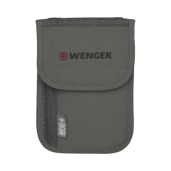 Кошелёк для документов WENGER на шею с системой защиты данных RFID, серый, полиэстер