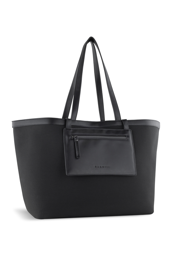 Сумка-тоут женская большая BUGATTI Elena, черная, канвас, полиуретан, 58 x 22 x 31,5 см