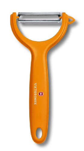 Нож для чистки томатов и киви VICTORINOX, двусторонее зубчатое лезвие, оранжевая рукоять