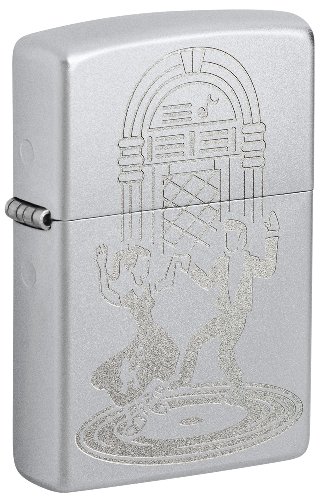 Зажигалка ZIPPO Vintage Dance с покрытием Satin Chrome, латунь/сталь, серебристая, 38x13x57 мм