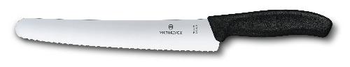 Нож для хлеба и выпечки VICTORINOX SwissClassic, лезвие 22 см с волнистой заточкой, чёрный