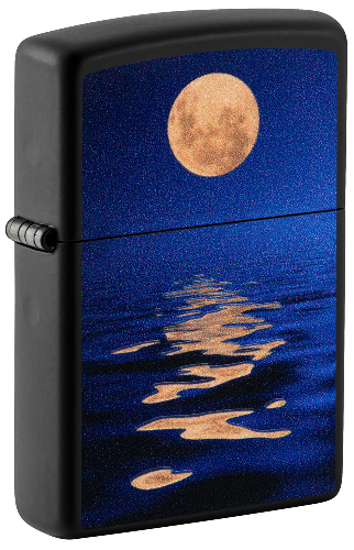 Зажигалка ZIPPO Moon Sunset с покрытием Black Light, латунь/сталь, чёрная, матовая, 38x13x57 мм