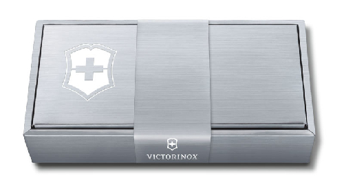 Подарочная коробка VICTORINOX для ножей 84-91 мм толщиной до 6 уровней, картонная, серебристая
