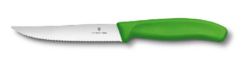 Нож для стейка и пиццы VICTORINOX SwissClassic "Gourmet", 12 см, с волнистой кромкой, зелёный