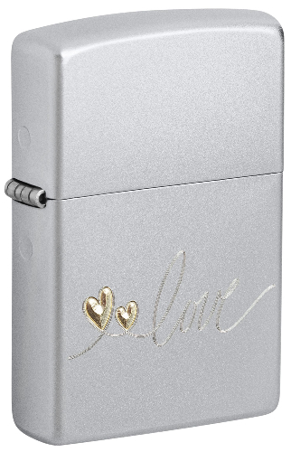 Зажигалка ZIPPO Love Design с покрытием Satin Chrome, латунь/сталь, серебристая, 38x13x57 мм