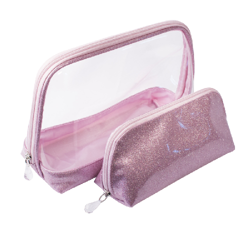 Набор косметичек Dewal Beauty серия "Северное сияние", розовый 24х9.5х17.5/18.5х7.5х9.5см