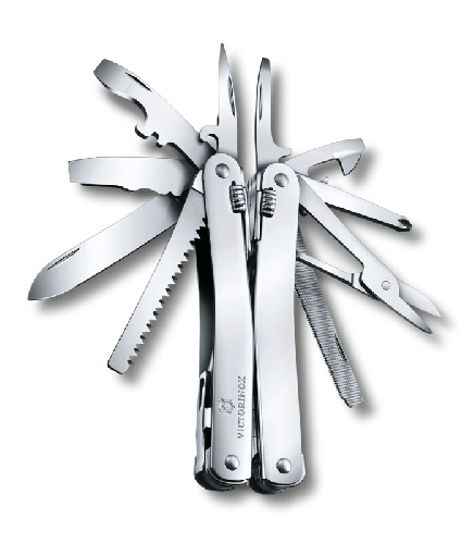 Мультитул VICTORINOX SwissTool Spirit X, 105 мм, 26 функций, в кожаном чехле