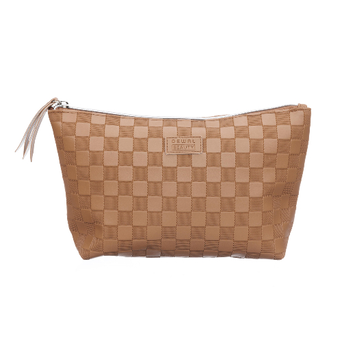 Косметичка Dewal Beauty серия "Шашки", коричневая,23х8,5х17см