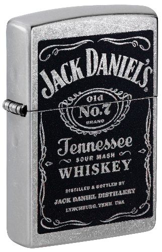 Зажигалка ZIPPO Jack Daniels® с покрытием Street Chrome, латунь/сталь, серебристая, 38x13x57мм