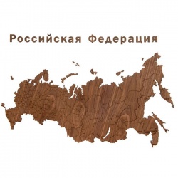 Деревянная карта России с названиями городов
