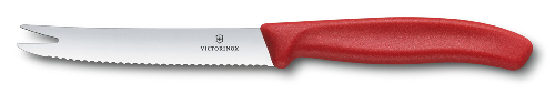 Нож для сыра и колбасы VICTORINOX SwissClassic, лезвие 11 см с волнистой кромкой, красный