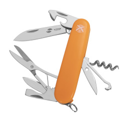 Нож перочинный Stinger, 90 мм, 13 функций, материал рукояти: АБС-пластик (оранжевый), в блистере
