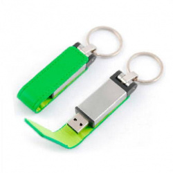 USB-Flash накопитель - брелок (флешка) "Leather Magnet" в металлическом корпусе, 32 Gb, с кожаным откидным клапаном на магните.