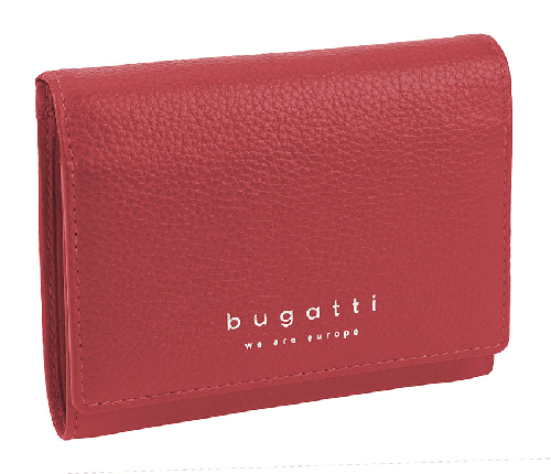 Кошелёк женский BUGATTI Linda, красный, натуральная воловья кожа, 12х3х9,5 см