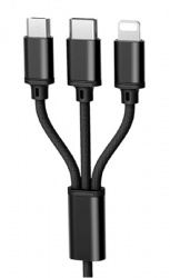 Провод зарядный 3-в-1 CONNEQ: Micro USB, Lighting, Type C, длина 1 метр, в коробке