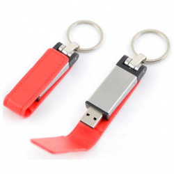 USB-Flash накопитель - брелок (флешка) "Leather Magnet" в металлическом корпусе,  4 Gb, с кожаным откидным клапаном на магните.