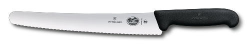 Нож для хлеба и выпечки VICTORINOX Fibrox, лезвие 26 см с волнистой кромкой, чёрный