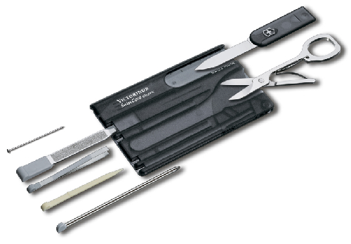 Швейцарская карточка VICTORINOX SwissCard Classic, 10 функций, полупрозрачная чёрная