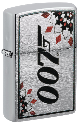 Зажигалка ZIPPO James Bond™ с покрытием Brushed Chrome, латунь/сталь, серебристая, 38x13x57 мм