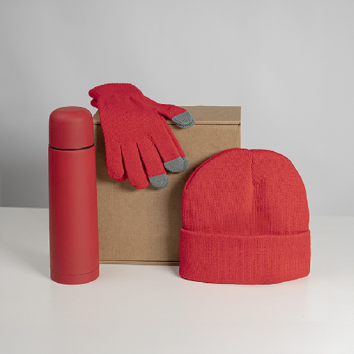 Набор подарочный GET WARM: перчатки, шапка, термос; зеленый