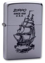Зажигалка ZIPPO Boat-Zippo, с покрытием Satin Chrome™, латунь/сталь, серебристая, 38x13x57 мм