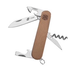 Нож перочинный Stinger, 90 мм, 10 функций, материал рукояти: древесина сапеле, в блистере