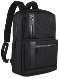 Рюкзак мужской BUGATTI Nero 16'', чёрный, нейлон 1680D/кожа, 29,5х14х44 см