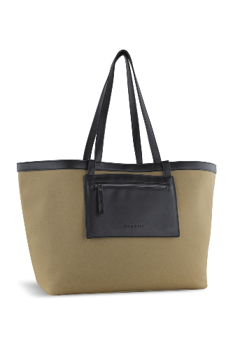 Сумка-тоут женская большая BUGATTI Elena, песочная, канвас, полиуретан, 58 x 22 x 31,5 см