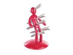 Подставка под кухонные ножи "Красный человек" с пятью швейцарскими ножами