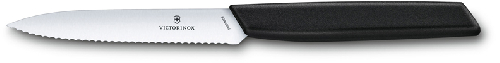Нож для овощей и фруктов VICTORINOX Swiss Modern, лезвие 10 см с волнистой кромкой, чёрный