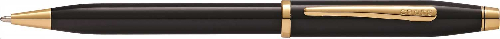 Шариковая ручка Cross Century II Black lacquer, черный лак с позолотой 23К