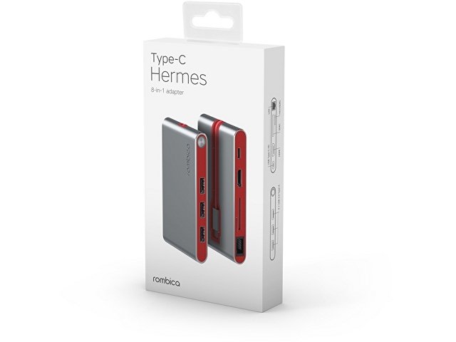 Хаб 8-в-1 Type-C Hermes, USB 3.0 x 3, Type-C PD, HDMI, LAN, картридер
