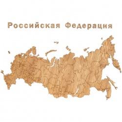 Деревянная карта России с названиями городов