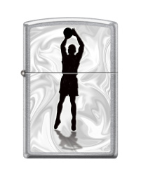Зажигалка ZIPPO Баскетболист с покрытием Street Chrome™, латунь/сталь, серебристая, 38x13x57 мм