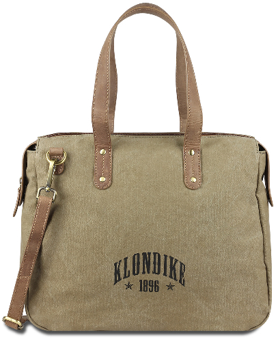 Сумка KLONDIKE DAWSON «Payton», хлопок/натуральная кожа в цвете хаки, 35,5 x 31 x 11 см