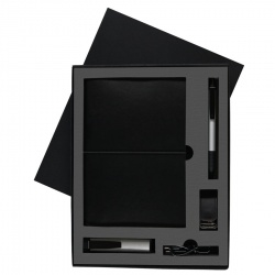 Набор  BLACKY TOWER: универсальное зарядное устройство (2200мАh), блокнот, USB flash-карта и ручка в подарочной коробке