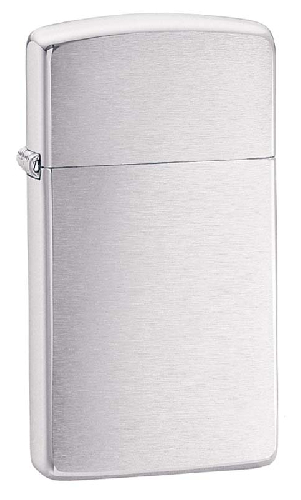 Зажигалка ZIPPO Slim® с покрытием Brushed Chrome, латунь/сталь, серебристая, матовая, 29x10x60 мм