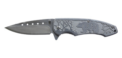 Нож складной Stinger, 85 мм, (серый), материал рукояти: сталь/алюминий (серый), в картонной коробке