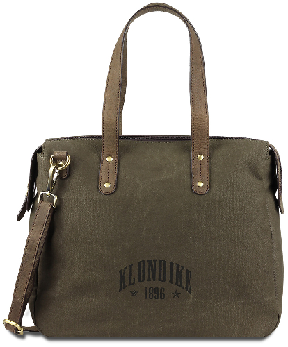 Сумка KLONDIKE DAWSON «Payton», хлопок/натуральная кожа в оливковом цвете, 35,5 x 31 x 11 см
