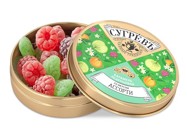 Карамель леденцовая со вкусом апельсина в банке