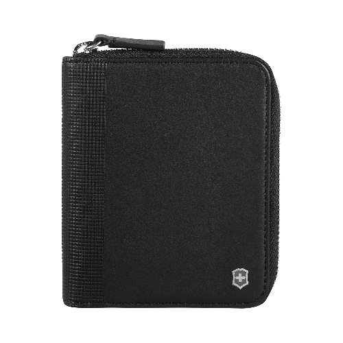 Портмоне VICTORINOX Altius Alox на молнии, чёрное, натуральная кожа, 12x2x10 см